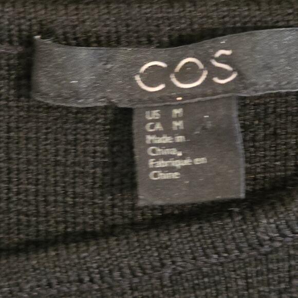 COS 100% Wool Black Knit Layered Tiered Long Sleeve Sweater Dress, Size Medium - Picture 5 of 6